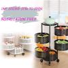 Storage Rolling Cart with Wheels, 76x34cm, Black, 4-Tier Metal Rotating Shelves Rack Organizer, Breathable Mesh Basket, with Brake On Casters, Perfect for Fruit, Vegetables, Snacks view 3