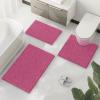 Bathroom Rug Mat Set 3 Piece, Extra Soft Absorbent Microfiber Bath Rugs, Rubber Backing, Quick Dry, Machine Washable Bath Mats for Bathroom Floor, Tub and Shower, Home Decor Accessories, Hot Pink view 2