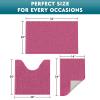 Bathroom Rug Mat Set 3 Piece, Extra Soft Absorbent Microfiber Bath Rugs, Rubber Backing, Quick Dry, Machine Washable Bath Mats for Bathroom Floor, Tub and Shower, Home Decor Accessories, Hot Pink view 3