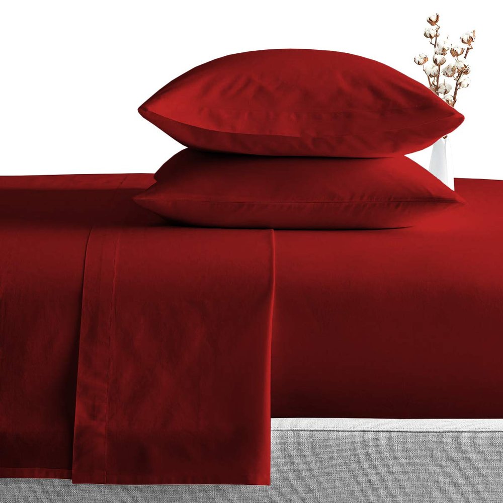 1000 Thread Count Egyptian Cotton Alaskan King Burgundy Sheet Set Super Soft & Silky Sateen Weave Wrinkle Free Easy to Fit Upto 21 inch Deep Pocket