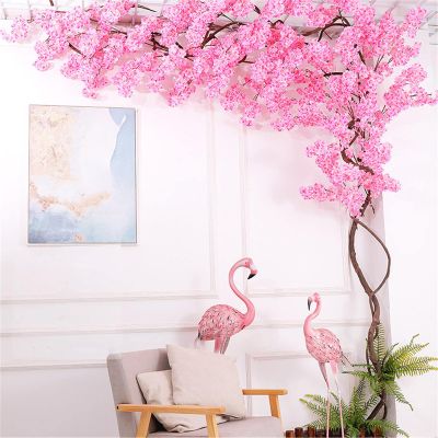 Artificial Cherry Blossom Tree for Home Decor Japanese Sakura Tree Decor with 30 Branches Cherry Blossom & 3 Tree Vine Big Pink Tree Fake Cherry Blossom Vines Decor for Indoor Outdoor Wedding,Rose pin