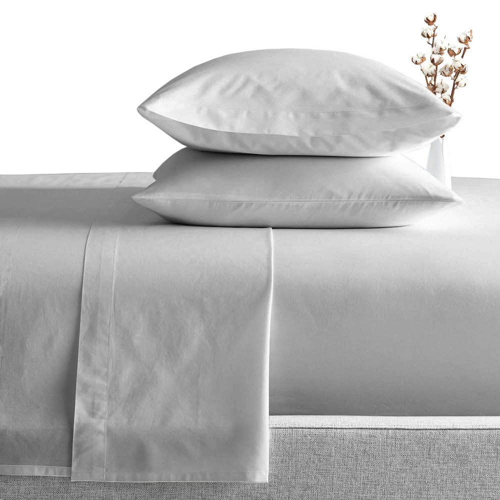 1000 Thread Count Egyptian Cotton Family XL Light Grey Sheet Set Super Soft & Silky Sateen Weave Wrinkle Free Easy to Fit Upto 21 inch Deep Pocket