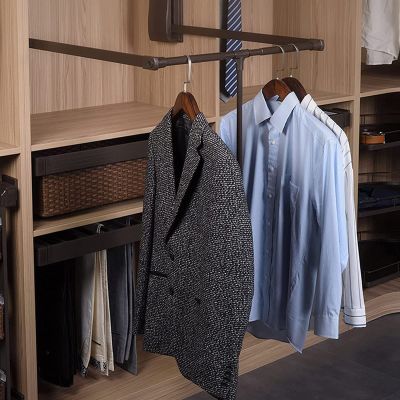 Pull-down Lifting Hanger, Wardrobe Rail Automatic Rebound Width Adjustable Hanger Space Saving Soft Reset, Adjustable Wardrobe Rod (Size : 450-600mm)