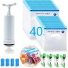 MOMODA Sous Vide Cooking Bags - Set of 40 | BPA-Free Reusable Vacuum Seal Bags with Air Valve for Joule and Anova Cookers | Freezer Safe Vacuum Food Storage Bags with Upgraded Hand Pump Included view 1