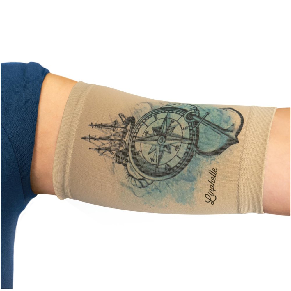 Linphelle Coverpicc - Upper Arm Cover for Picc Line, Soft Microfiber Arm Sleeve, Ideal for Picc Line, Glucose Sensor, Tattoo or Wounds, Compass, Size Large