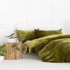 DecorAvenue Ultra-Luxe Crushed Velvet Duvet Cover, Boho Bedding UO Comforter Bedding Donna Cover,3 Pc Duvet Set, Velvet Bedding Set (Olive Green, UK Super King 88" x 104") view 2