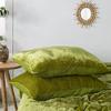 DecorAvenue Ultra-Luxe Crushed Velvet Duvet Cover, Boho Bedding UO Comforter Bedding Donna Cover,3 Pc Duvet Set, Velvet Bedding Set (Olive Green, UK Super King 88" x 104") view 3