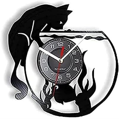 Kitchen Clocks Wall for Living Room Cat in The Goldfish Bowl Vinyl Record Clock Clock 12" (30cm) Clock
