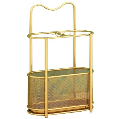 Fodalob Metal Umbrella Rack Stand Free Standing Umbrella Holder for Home Entryway/Office/Hotel/Hall/Bar - Gold Iron, 11.8x5.9x23.6inch