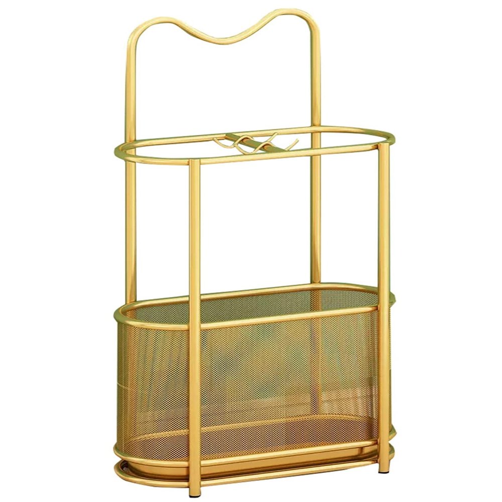 Fodalob Metal Umbrella Rack Stand Free Standing Umbrella Holder for Home Entryway/Office/Hotel/Hall/Bar - Gold Iron, 11.8x5.9x23.6inch