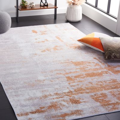 SAFAVIEH Washable Rug Tacoma Collection - 6' x 9', Grey & Rust, Slip Resistant & Easy to Clean, Ideal for Living Room, Bedroom, Home Office, Dining Space (TAC808P)