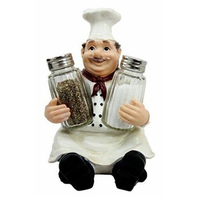 1 Set Of French Bistro Chef Jean Seasons And Spice Salt Pepper Shaker Holder