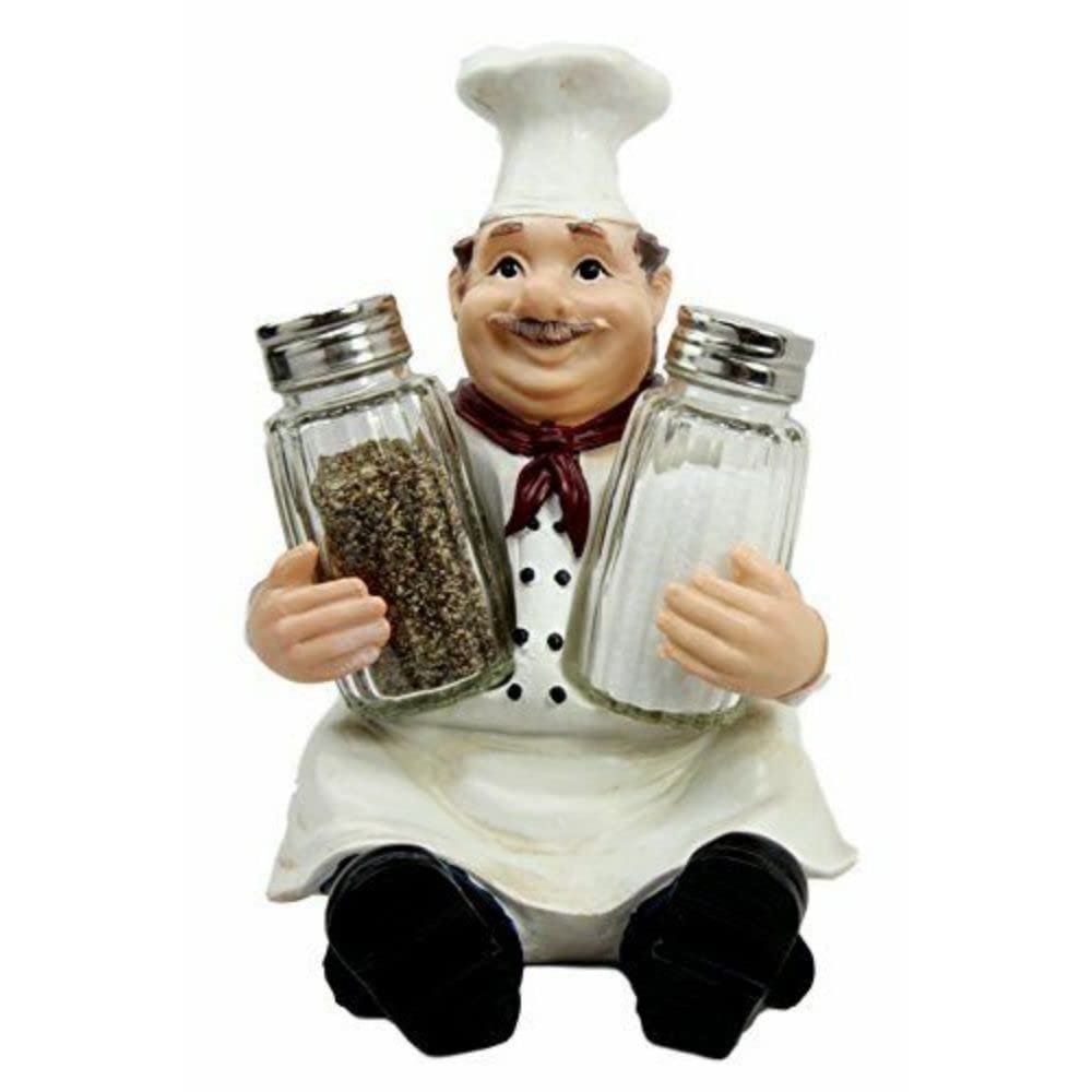 1 Set Of French Bistro Chef Jean Seasons And Spice Salt Pepper Shaker Holder