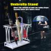 Umbrella Stand, Iron with Hooks/Drip Tray Household Canes/Walking Stick Stand Storage Holder Rack Personality Creative Long/Short Storage Shelf, 19.6x9.4x27.5inches, 21 Slots/24 Hooks ( Color : Brown view 2