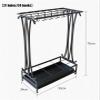 Umbrella Stand, Iron with Hooks/Drip Tray Household Canes/Walking Stick Stand Storage Holder Rack Personality Creative Long/Short Storage Shelf, 19.6x9.4x27.5inches, 21 Slots/24 Hooks ( Color : Brown view 4