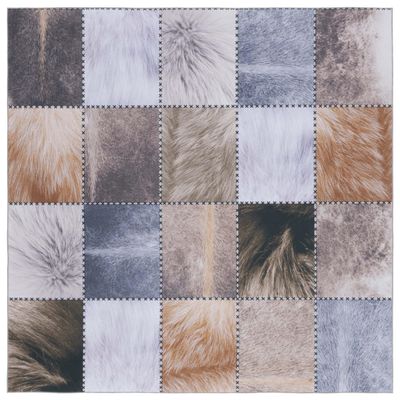 SAFAVIEH Washable Rug Faux Hide Collection - 6' Square, Beige & Brown, Slip Resistant, Western Rustic Decor, Printed Pattern, Ideal for Living Room, Bedroom, Home Office, Dining Space (FAH519C)