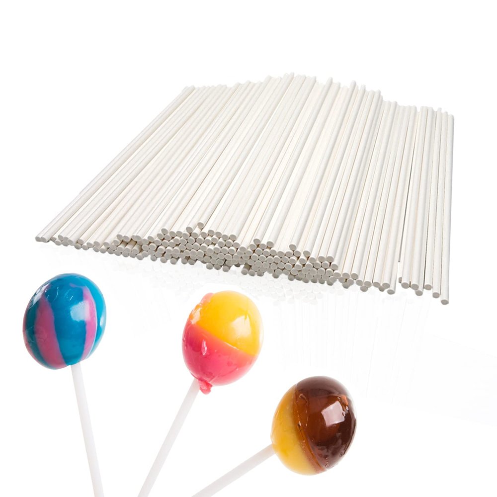 8 Inch White Lollipop Sticks, Lollipop Treat Sticks, for Homemade Candy, Cookies, Dessert, 200 Pcs