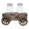 1 Set Of Vintage Old Fashioned Faux Wood Rustic Wagon Cart Salt Pepper Shakers Holder view 1