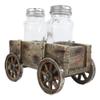 1 Set Of Vintage Old Fashioned Faux Wood Rustic Wagon Cart Salt Pepper Shakers Holder view 3
