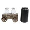 1 Set Of Vintage Old Fashioned Faux Wood Rustic Wagon Cart Salt Pepper Shakers Holder view 4