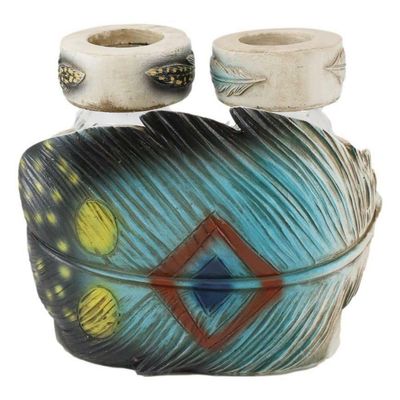1 Set Of Southwestern Indian Dreamcatcher Feather Salt And Pepper Shakers Holder (Turquoise)