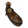 1 Set Of Outdoor River Camper Turtle Rowing Boat Salt Pepper Shakers Holder 7"L view 2
