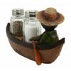 1 Set Of Outdoor River Camper Turtle Rowing Boat Salt Pepper Shakers Holder 7"L view 3