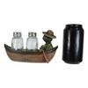 1 Set Of Outdoor River Camper Turtle Rowing Boat Salt Pepper Shakers Holder 7"L view 4