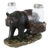 1 Set Of Rustic Black Bear Carrying Saddlebags Holder With Glass Salt And Pepper Shakers view 1