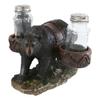 1 Set Of Rustic Black Bear Carrying Saddlebags Holder With Glass Salt And Pepper Shakers view 2