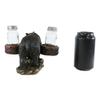 1 Set Of Rustic Black Bear Carrying Saddlebags Holder With Glass Salt And Pepper Shakers view 4