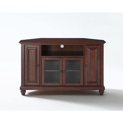Maykoosh Sophisticated Simplicity 48" Corner Tv Stand in Mahogany, Accommodates Tvs Up to 50", Adjustable Shelves, Concealed Storage, Ideal for Family Rooms.