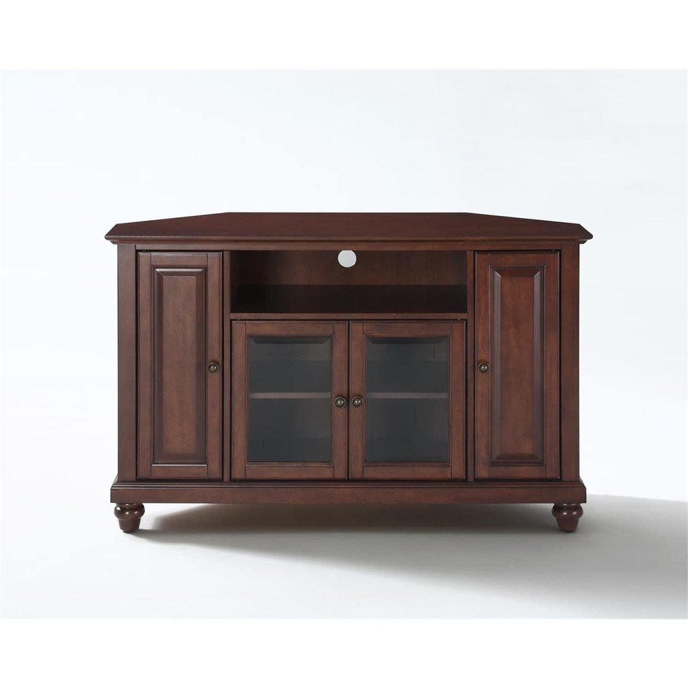 Maykoosh Sophisticated Simplicity 48" Corner Tv Stand in Mahogany, Accommodates Tvs Up to 50", Adjustable Shelves, Concealed Storage, Ideal for Family Rooms.