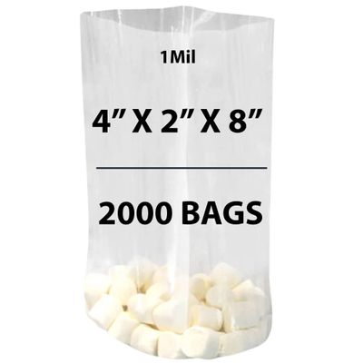 Clear Gusseted Bags 1Mil, 4" X 2" X 8" & 2000 Bags | LDPE Material, For Food Packaging, Storage & Display | Heat Sealable Plastic Bag, Ideal for Bakery, Deli, Snacks, and Commercial Use