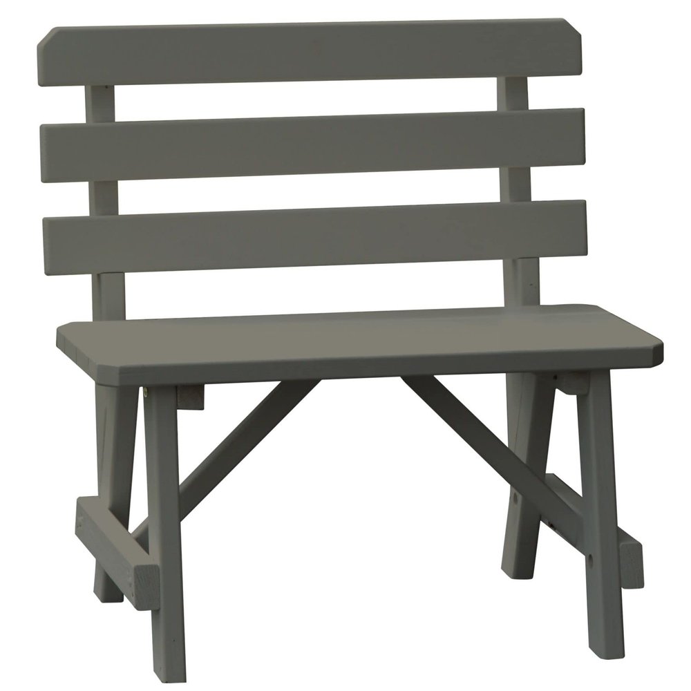 Furniture Barn USA Pine 4' Traditional Backed Bench, Olive Gray