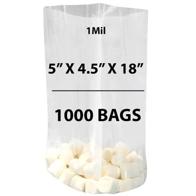 Clear Gusseted Bags 1Mil, 5" X 4.5" X 18" & 1000 Bags | LDPE Material, For Food Packaging, Storage & Display | Heat Sealable Plastic Bag, Ideal for Bakery, Deli, Snacks, and Commercial Use
