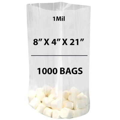 Clear Gusseted Bags 1Mil, 8" X 4" X 21" & 1000 Bags | LDPE Material, For Food Packaging, Storage & Display | Heat Sealable Plastic Bag, Ideal for Bakery, Deli, Snacks, and Commercial Use