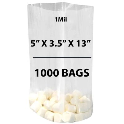 Clear Gusseted Bags 1Mil, 5" X 3.5" X 13" & 1000 Bags | LDPE Material, For Food Packaging, Storage & Display | Heat Sealable Plastic Bag, Ideal for Bakery, Deli, Snacks, and Commercial Use