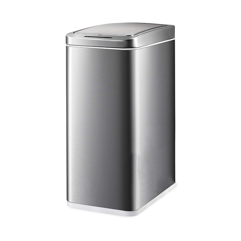 DYPASA Wastepaper Basket Creative Stainless Steel Electric Trash Can Household Automatic Induction Trash Can Rectangular Living Room Kitchen Trash Can with Lid Garbage Can (Size : 15L)