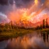 24x36 Canvas, Mountain Sunrise, Grand Teton National Park Landscape Print, Wyoming Canvas Wall Art Prints, Dramatic Mountain Landscape Photo view 1