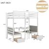 SECOLI Wood Twin Bed Frame Functional Loft Bed (Turn into Upper Bed and Down DeskCushion Sets are Free),Twin Size,White view 2