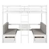SECOLI Wood Twin Bed Frame Functional Loft Bed (Turn into Upper Bed and Down DeskCushion Sets are Free),Twin Size,White view 4