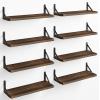 Fixwal Floating Shelves, Width 4.7in Rustic Wood Wall Shelves Set of 8, Wall Storage Shelves for Bedroom, Living Room, Kitchen, Bathroom, Office and Plants (Dark Carbonized Black) view 1