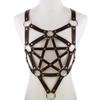 Punk Gothic Body Leather Goods Shaping Belt Chest Chain Chest Strap Suspenders Suspender Women Girls Cospaly Props (Dark Brown) view 1