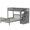 SECOLI Wood Twin Bed Frame Twin Over Full Loft Bed with Staircase,Gray view 3