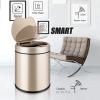 DYPASA Wastepaper Basket Induction Trash Can Touchless Trash Can Round Household Smart Trash Can Metal Trash Can with Lid for Bedroom, Living Room and Bathroom Garbage Can (Size : 12L, Color : Gold) view 3