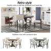 5-Piece Kitchen Table Set, Round Dining Table Set for 4, Wood Bar Table Set, Farmhouse Round Coffee Table with 4 Bar Stools for Dining Room Bedroom Office Small Space, Grey view 3