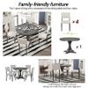5-Piece Kitchen Table Set, Round Dining Table Set for 4, Wood Bar Table Set, Farmhouse Round Coffee Table with 4 Bar Stools for Dining Room Bedroom Office Small Space, Grey view 4