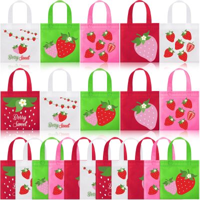 36 Pcs Strawberry Party Favor Bags, Strawberry Goodie Bags for Birthday