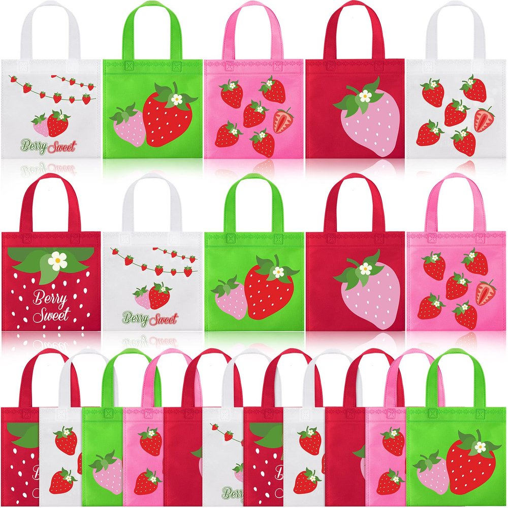 36 Pcs Strawberry Party Favor Bags, Strawberry Goodie Bags for Birthday